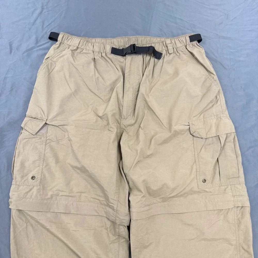 REI Sahara Mens XL Tan Nylon Convertible Cargo Hiking Pants Zip Off Shorts